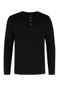 Volcano - Czarny longsleeve L-AZUX. Kolor: czarny. Materiał: dzianina, materiał, bawełna, jeans, włókno. Długość rękawa: długi rękaw. Długość: długie. Sezon: zima, jesień. Styl: klasyczny