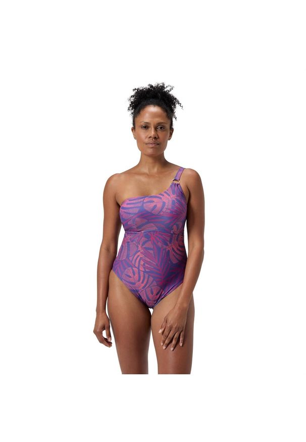 Strój pływacki jednoczęściowy damski Speedo Shaping Printed Asymmetric. Kolor: fioletowy