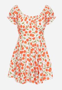 Born2be - Biała Rozkloszowana Sukienka z Bawełną z Motywem Wiśni Lunadessa. Okazja: na co dzień, na imprezę. Kolor: biały. Materiał: bawełna. Sezon: lato. Typ sukienki: proste. Styl: casual, elegancki, klasyczny #3