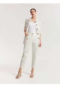 Reserved - Spodnie baggy - biały. Kolor: biały. Materiał: bawełna, włókno #1