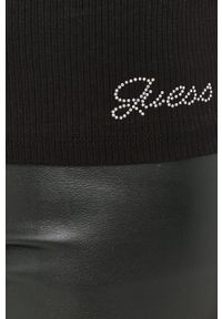 Guess longsleeve damski kolor czarny. Kolor: czarny. Materiał: materiał, wiskoza. Długość rękawa: długi rękaw. Długość: krótkie #4