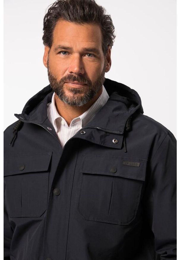 JAY-PI - Męska Kurtka przeciwdeszczowa wodoodporna kaptur kryty zamek w rozm. do 8XL. Kolekcja: plus size. Kolor: niebieski. Materiał: materiał, poliamid, bawełna