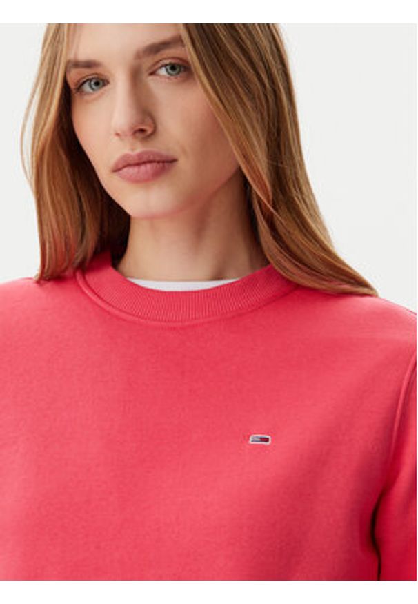 Tommy Jeans Bluza Flag DW0DW19959 Różowy Regular Fit. Kolor: różowy. Materiał: bawełna