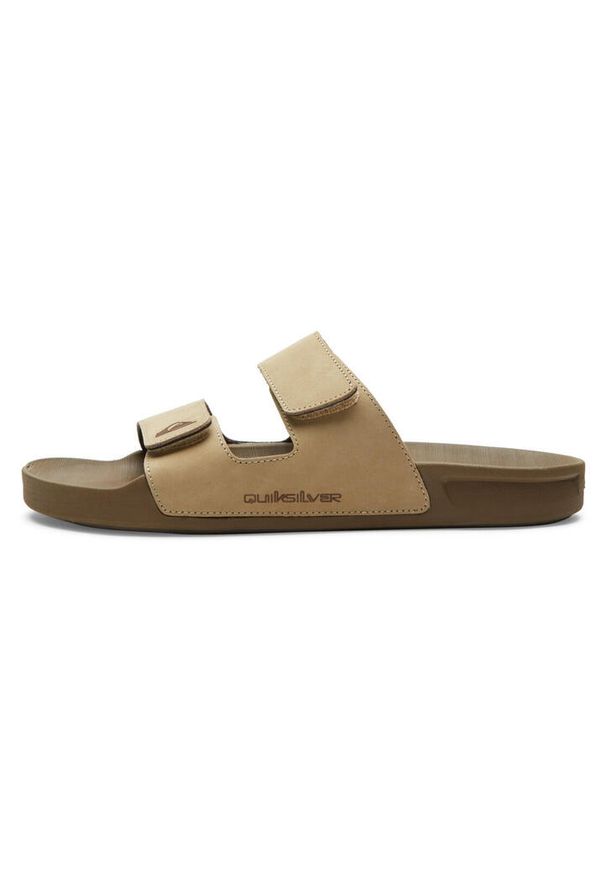 Klapki męskie Quiksilver Rivi Leather Double Adjust. Kolor: beżowy