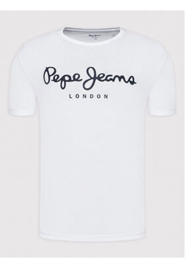 Pepe Jeans T-Shirt Original PM508210 Biały Slim Fit. Kolor: biały. Materiał: bawełna