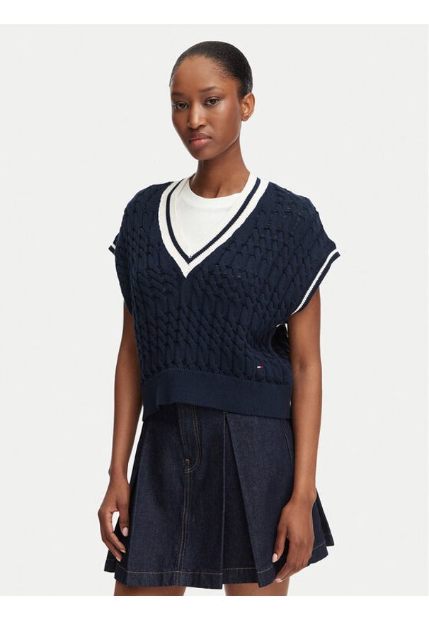 Tommy Jeans Sweter DW0DW22927 Granatowy Regular Fit. Kolor: niebieski. Materiał: bawełna