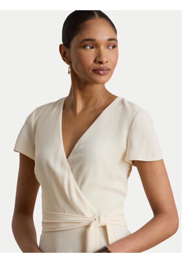 Lauren Ralph Lauren - LAUREN RALPH LAUREN Sukienka koktajlowa 200P13812005 Kremowy Regular Fit. Kolor: kremowy. Materiał: syntetyk. Styl: wizytowy