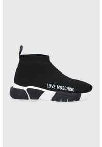 Love Moschino Buty kolor czarny na platformie. Nosek buta: okrągły. Kolor: czarny. Materiał: guma. Szerokość cholewki: normalna. Obcas: na platformie