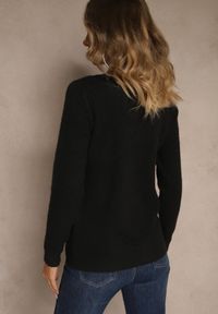 Renee - Czarny Sweter z Wełną ze Ściągaczami Furrive. Kolor: czarny. Materiał: wełna