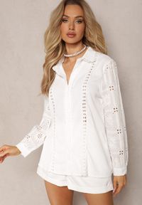 Renee - Biała Koszula w Stylu Boho z Ozdobnym Haftem Anvia. Kolor: biały. Wzór: haft. Styl: boho