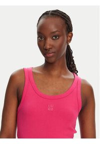Hugo - HUGO Top Datamia 50514489 Różowy Slim Fit. Kolor: różowy. Materiał: bawełna #3