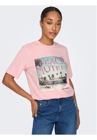 only - ONLY T-Shirt 15295382 Różowy Regular Fit. Kolor: różowy. Materiał: bawełna #6