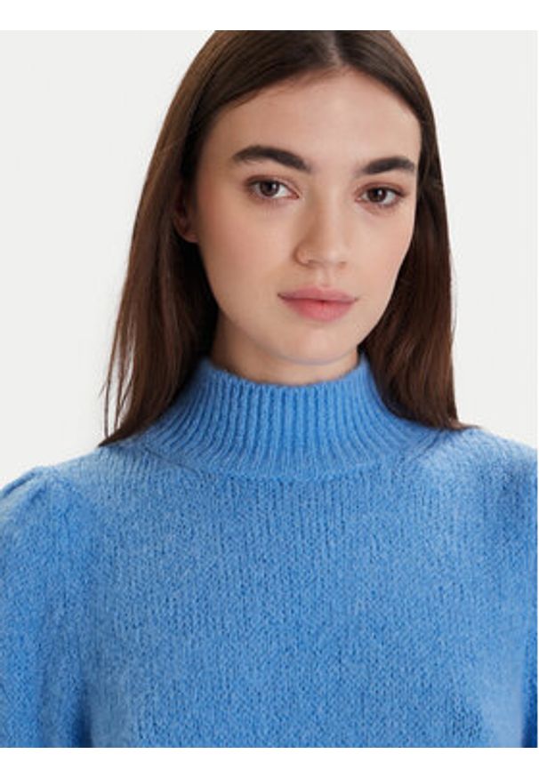 Morgan Golf 242-MLEONAR Niebieski Regular Fit. Typ kołnierza: golf. Kolor: niebieski. Materiał: syntetyk