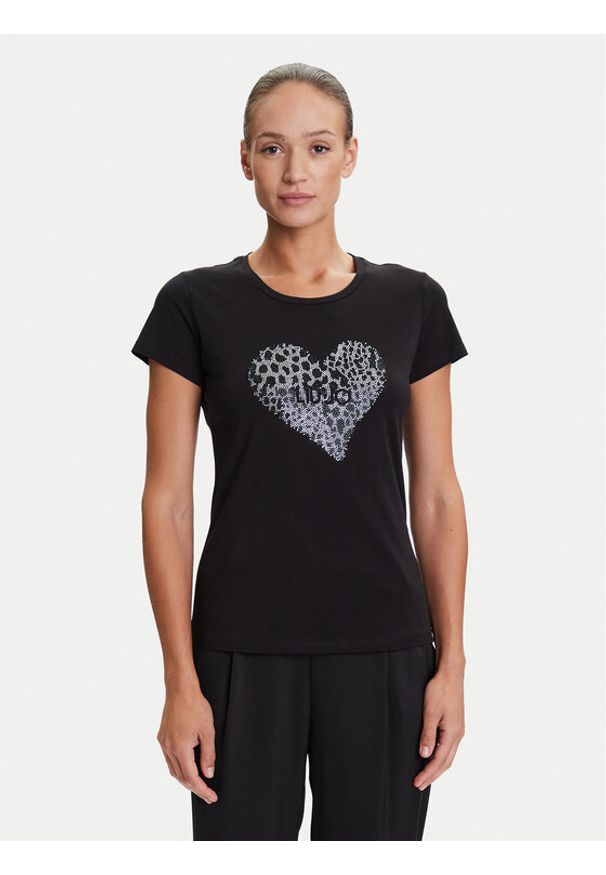 Liu Jo T-Shirt UF5264 JS923 Czarny Regular Fit. Kolor: czarny. Materiał: bawełna