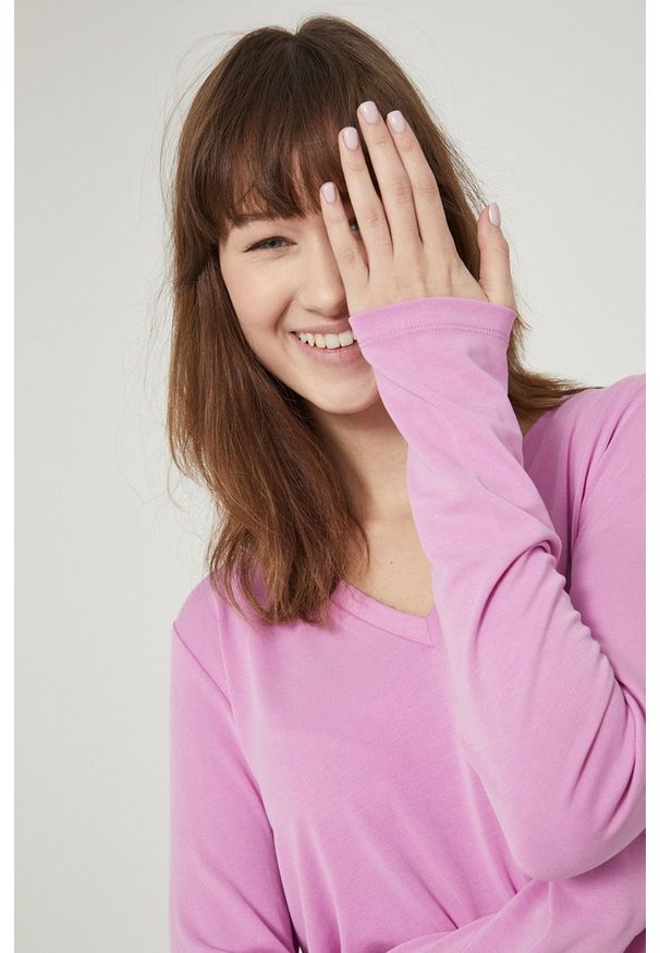 medicine - Medicine longsleeve damski kolor różowy. Okazja: na co dzień. Kolor: różowy. Długość rękawa: długi rękaw. Styl: casual