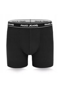 Bawełniane, Klasyczne Bokserki Męskie - Pako Jeans - Czarne. Kolor: czarny. Materiał: elastan, bawełna #1