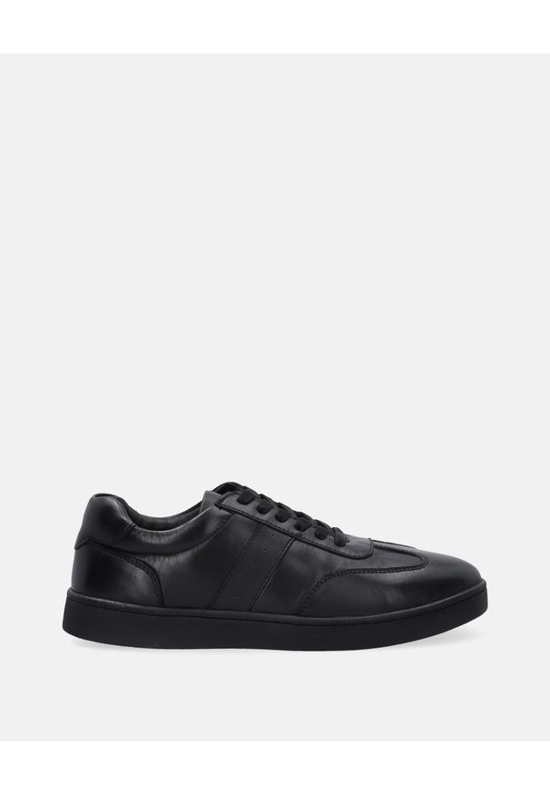 Venezia - SKÓRZANE SNEAKERSY W KOLORZE CZARNYM DV137L BLACK. Kolor: czarny. Materiał: skóra. Obcas: na obcasie. Wysokość obcasa: średni