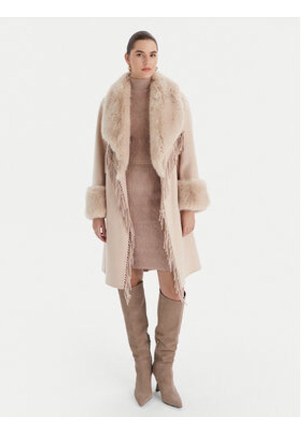 Marciano Guess Płaszcz wełniany 5BGL46 7125A Beżowy Regular Fit. Kolor: beżowy. Materiał: wełna