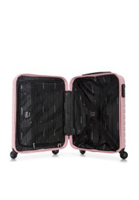 Wittchen - Walizka kabinowa z ABS-u z geometrycznym tłoczeniem jasny różowa. Kolor: różowy. Materiał: poliester. Wzór: geometria #3