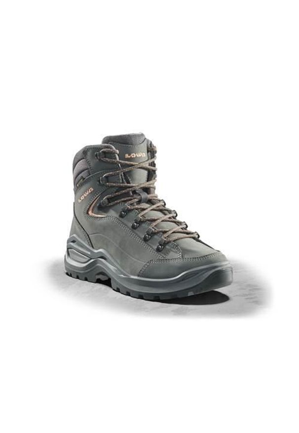Buty trekkingowe damskie Lowa Renegade Evo Mid Gtx. Wysokość cholewki: za kostkę. Kolor: szary. Materiał: skóra. Szerokość cholewki: normalna