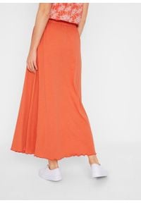 Długa spódnica z dżerseju bonprix pomarańczowy miedziany. Kolor: czerwony. Materiał: jersey. Długość: długie #7