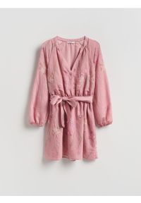 Reserved - Sukienka mini z modalem - wielobarwny. Materiał: tkanina. Długość: mini