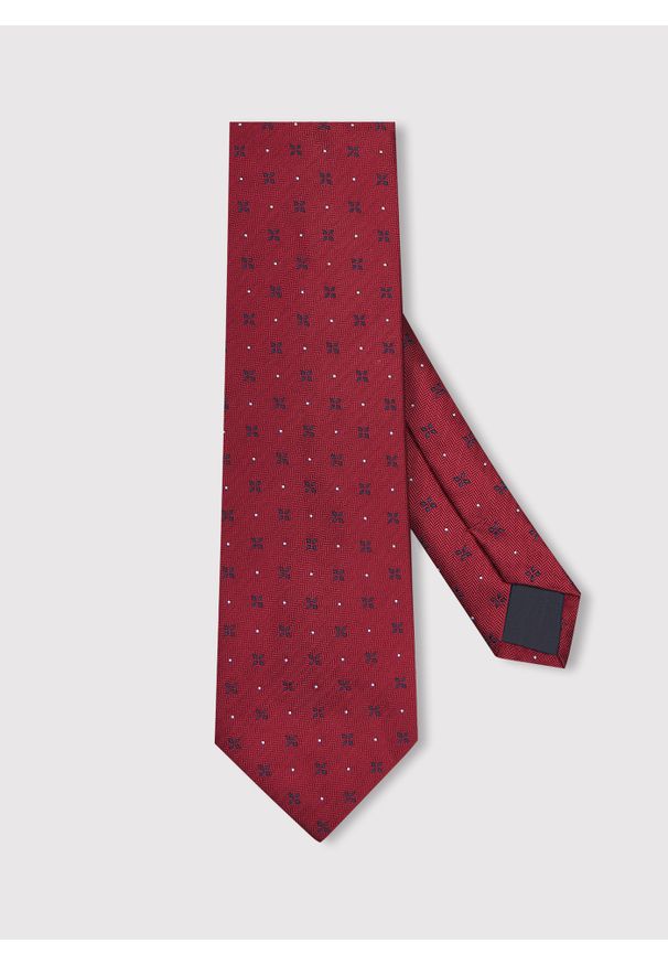 Pako Lorente - PAKO LORENTE - Czerwony krawat męski w mikrowzór. Kolor: czerwony. Materiał: poliester