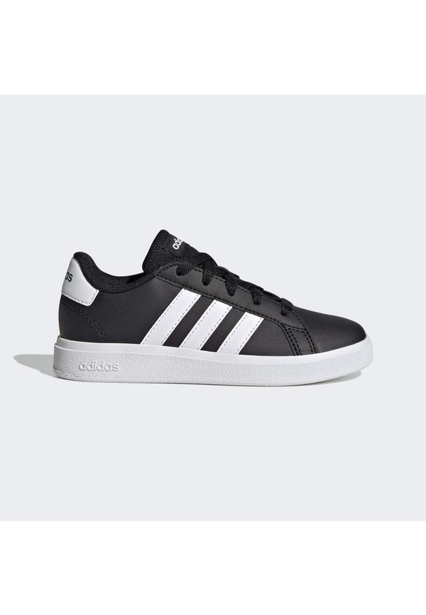 Buty do chodzenia dla dzieci Adidas Grand Court Lifestyle Tennis Lace-Up. Kolor: biały, wielokolorowy, czarny. Materiał: materiał. Sport: turystyka piesza