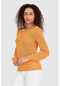 Guess - GUESS Pomarańczowy damski sweterek dzianinowy w monogram guess, Rozmiar XL. Kolor: pomarańczowy. Materiał: wiskoza, dzianina #3