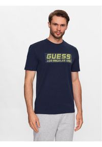 Guess T-Shirt Z3YI03 J1314 Granatowy Slim Fit. Kolor: niebieski. Materiał: bawełna