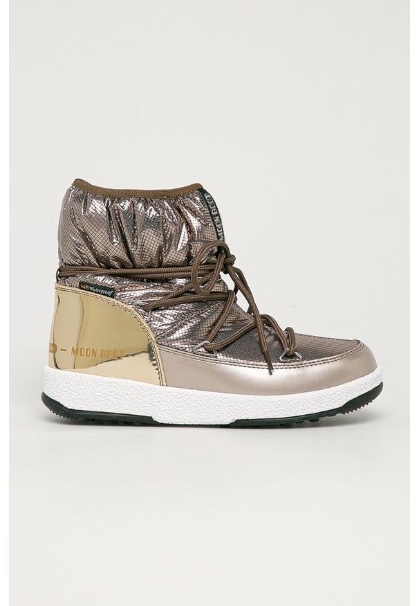 Moon Boot - Śniegowce Low Nylon Premium. Nosek buta: okrągły. Zapięcie: sznurówki. Kolor: złoty. Materiał: nylon
