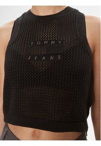 Tommy Jeans Top DW0DW18336 Czarny Regular Fit. Kolor: czarny. Materiał: bawełna