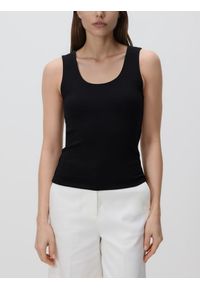 Reserved - Top z modalem - czarny. Kolor: czarny. Materiał: dzianina, bawełna