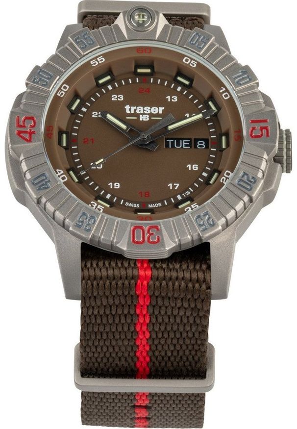 Zegarek Traser Zegarek męski Traser TS-110669 czerwony. Kolor: czerwony