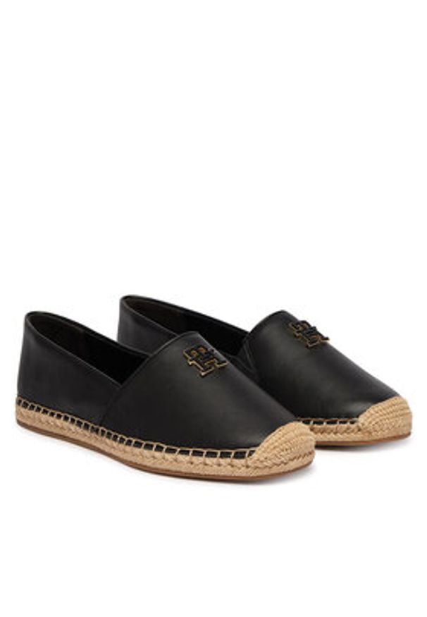 TOMMY HILFIGER - Tommy Hilfiger Espadryle Th Logo Leather Espadrille FW0FW09246 Czarny. Kolor: czarny. Materiał: skóra