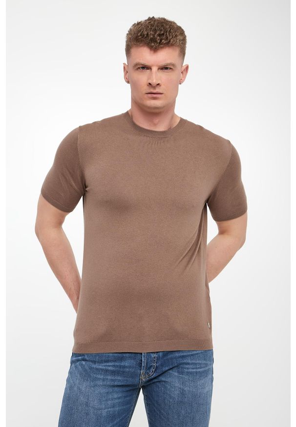 Liu Jo - T-shirt męski dzianinowy LIU JO. Materiał: dzianina