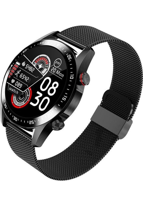 Smartwatch KingWear TEFITI E12 Smartwatch 2021, inteligentny zegarek z pomiarem tętna Dual BT i nawigacją GPS, czarna stal nierdzewna sreberny. Rodzaj zegarka: smartwatch. Kolor: czarny