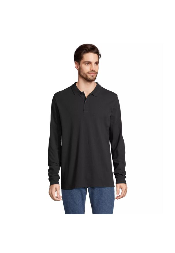 SOL'S - Koszulka polo z długim rękawem Sol's Planet. Typ kołnierza: polo. Kolor: czarny. Długość rękawa: długi rękaw. Długość: długie