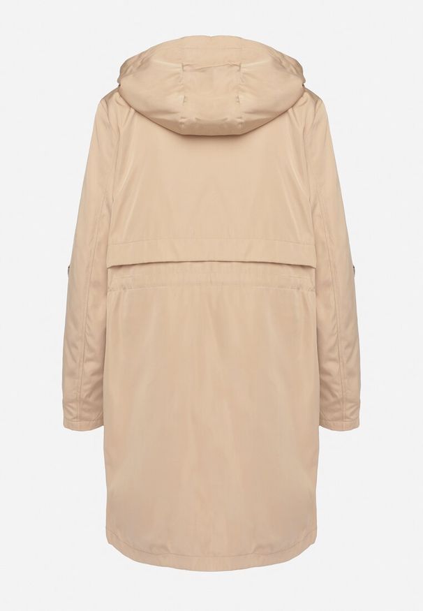 Born2be - Beżowa Kurtka Parka Ściągana w Talii z Odpinanym Kapturem Milabra. Kolor: beżowy. Materiał: jeans, tkanina. Styl: klasyczny, sportowy