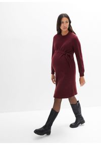 bonprix - Sukienka ciążowa dzianinowa. Kolekcja: moda ciążowa. Kolor: czerwony. Materiał: dzianina #2