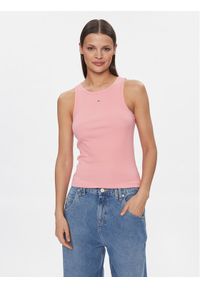 Tommy Jeans Top Essential DW0DW17382 Różowy Slim Fit. Kolor: różowy. Materiał: bawełna #1