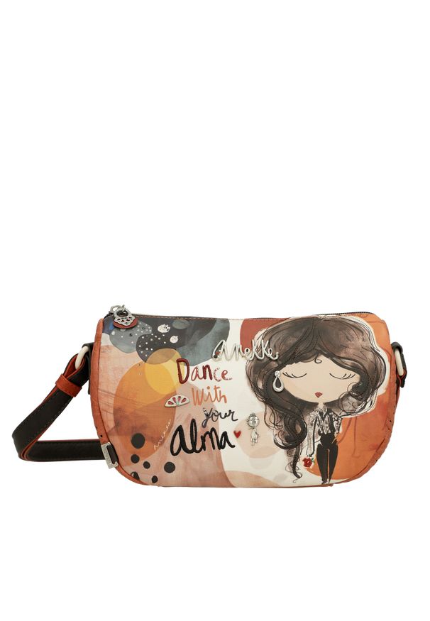 Pomarańczowa Stylowa Torebka Damska Na Ramię Anekke. Kolor: pomarańczowy. Wzór: napisy, aplikacja, haft. Dodatki: z aplikacjami, z haftem. Materiał: zdobione. Styl: elegancki. Rodzaj torebki: na ramię