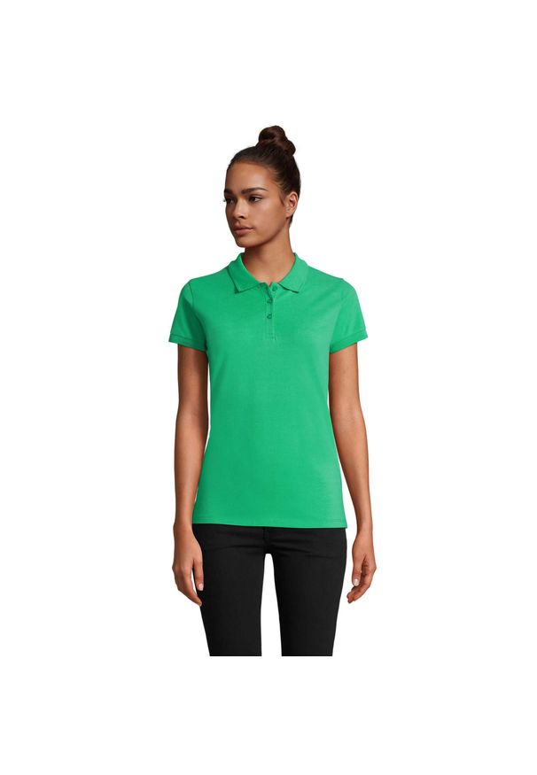 SOL'S - Damska Koszulka Polo Perfect. Typ kołnierza: polo. Kolor: zielony