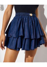 CAROLINE CONSTAS - Granatowa spódnica z falbanami. Stan: podwyższony. Kolor: niebieski