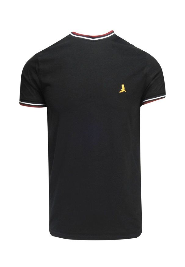 Brave Soul - T-Shirt (Koszulka) Czarny z Lamówkami, Logo-Ptak, Okrągły Dekolt -BRAVE SOUL. Okazja: na co dzień. Kolor: czarny. Materiał: bawełna. Wzór: kolorowy. Styl: casual