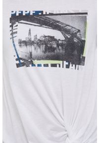 Pepe Jeans T-shirt Daia kolor biały. Okazja: na co dzień. Kolor: biały. Materiał: dzianina. Wzór: nadruk. Styl: casual #2