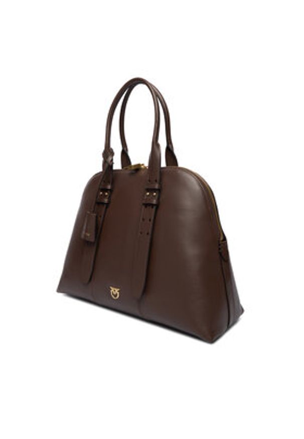 Pinko - PINKO Torebka Bowling Bag Medium AI 25-26 PLTT 105172 A0QO Brązowy. Kolor: brązowy. Materiał: skórzane