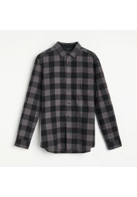 Reserved - Bawełniana koszula w kratę - Szary. Kolor: szary. Materiał: bawełna #1