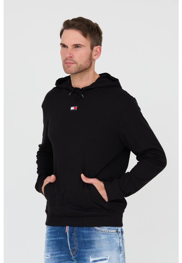 Tommy Jeans - TOMMY JEANS Czarna męska bluza z kapturem, Rozmiar S. Typ kołnierza: kaptur. Kolor: czarny
