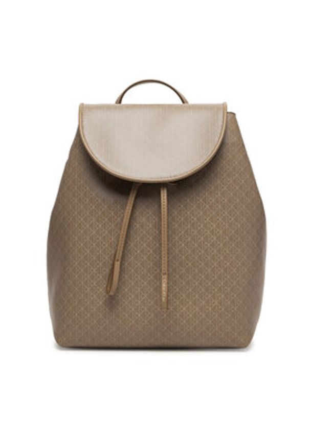 Calvin Klein Plecak Emblem Aop Flap Backpack LV04F3271G Beżowy. Kolor: beżowy. Materiał: skóra